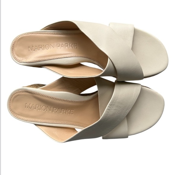 Marion Parke Bethany Wedge Bone Napa Leather New Excellent Italy $595. Size 7.5 - Picture 3 of 12